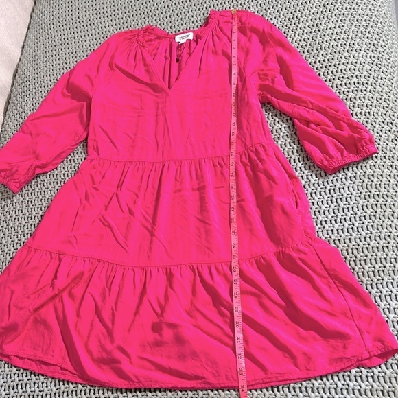 Caralynmirand Pink Shift Mini Dress XS Loose Fit Long Sleeve V-Neck A-Line - Picture 4 of 9